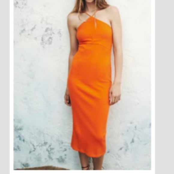 Orange Zara Ribbed Body con Dress - Picture 1 of 5